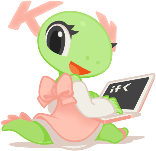 One of KDE's mascot: a cute female dragon called Katie.