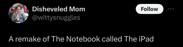 @wittysnuggles on “X”: A remake of The Notebook called The iPad